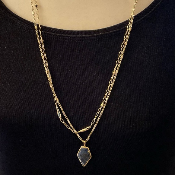 Kendra Scott Framed Tessa Multi Strand Necklace - NWT - Blue Lapis - Picture 3 of 14